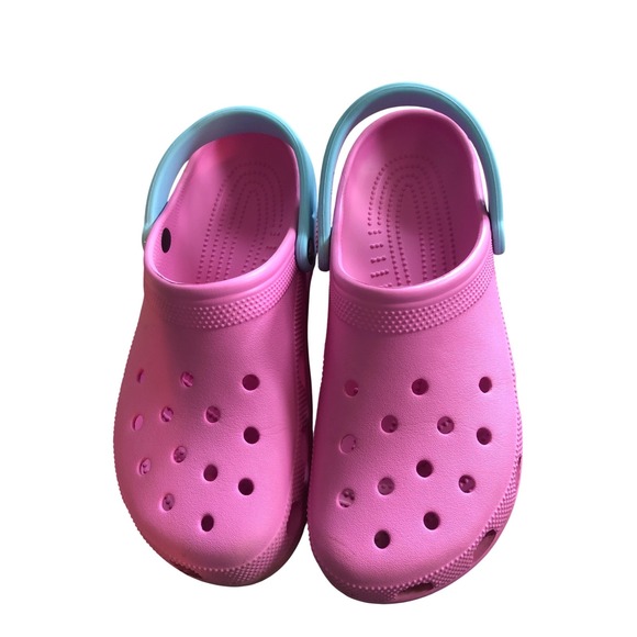 CROCS Shoes - Crocs Classic Clogs Pink Blue Strap Mens 10 Womens 12 Comfort Slip On Shoes